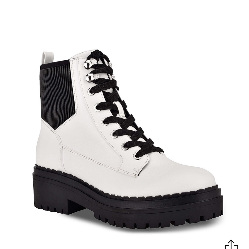 White Indigo Rd Combat Boots